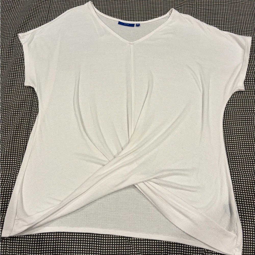Apt. 9 White Twist-Front V-Neck Short Sleeve Tee